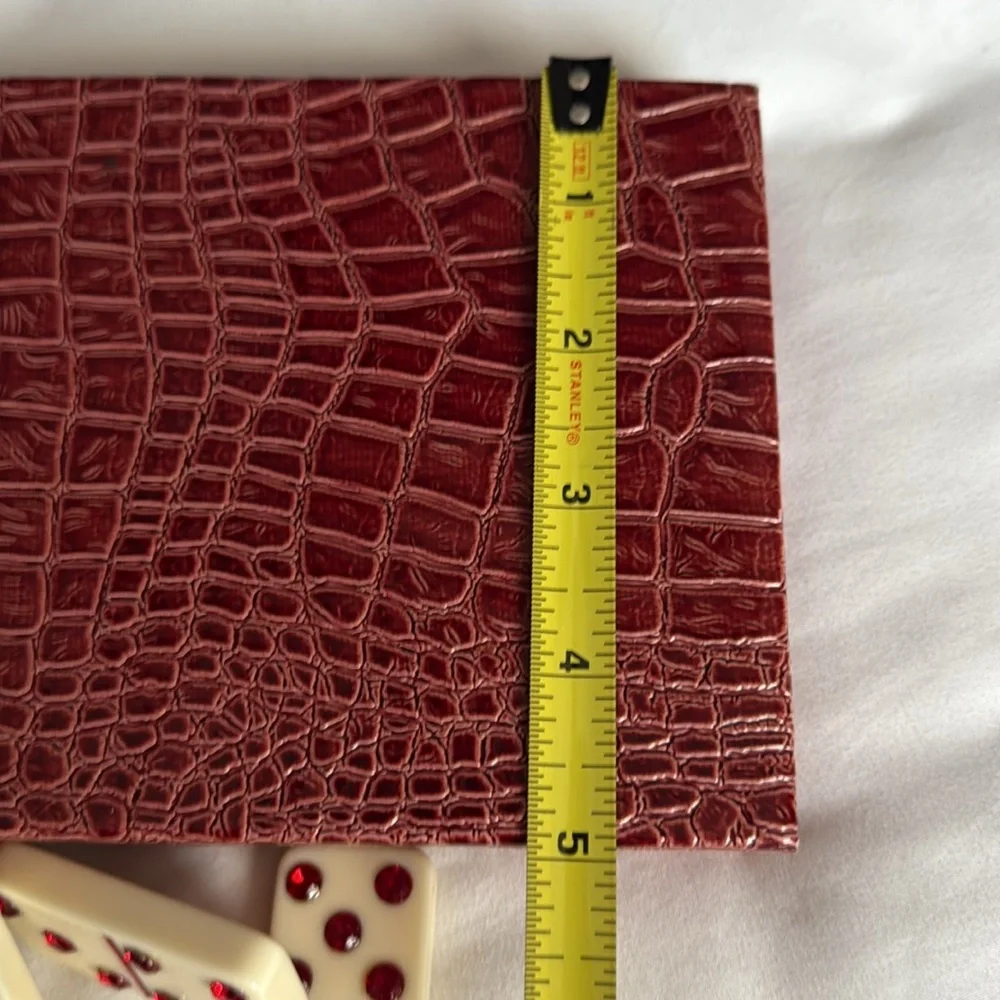 Z Gallerie Elegant Red Crystal Domino Set in crocodile print case.